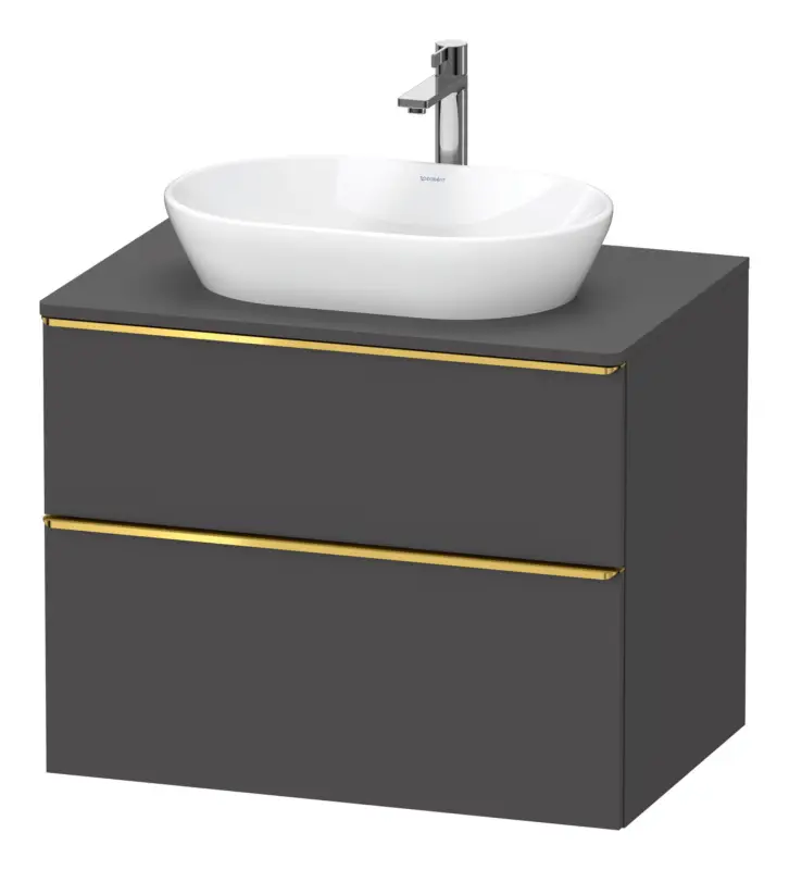 Mega-Angebot Duravit D-Neo Konsolenwaschtischunterschrank mit 2 Auszügen Griff Gold Poliert 800 x 644 x 550 mm - Graphit Matt