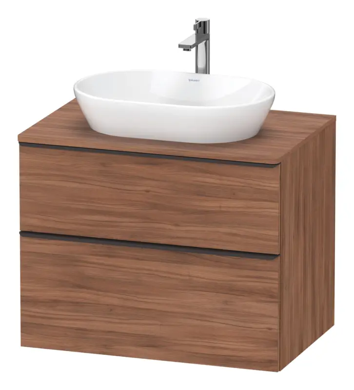 Sonderangebot Duravit D-Neo Konsolenwaschtischunterschrank mit 2 Auszügen Griff Diamantschwarz Matt 800 x 644 x 550 mm - Nussbaum Matt
