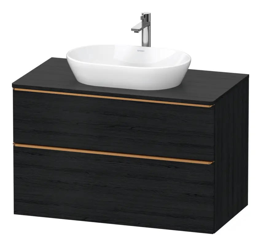 Duravit D-Neo Konsolenwaschtischunterschrank mit 2 Auszügen Griff Bronze Gebürstet 1000 x 644 x 550 mm - Eiche Schwarz Matt Markenware