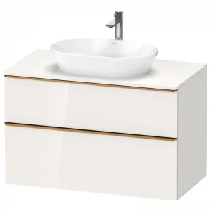 Abverkauf Duravit D-Neo Konsolenwaschtischunterschrank mit 2 Auszügen Griff Bronze Gebürstet 1000 x 644 x 550 mm - Weiß Hochglanz
