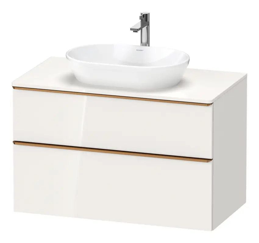 Abverkauf Duravit D-Neo Konsolenwaschtischunterschrank mit 2 Auszügen Griff Bronze Gebürstet 1000 x 644 x 550 mm - Weiß Hochglanz
