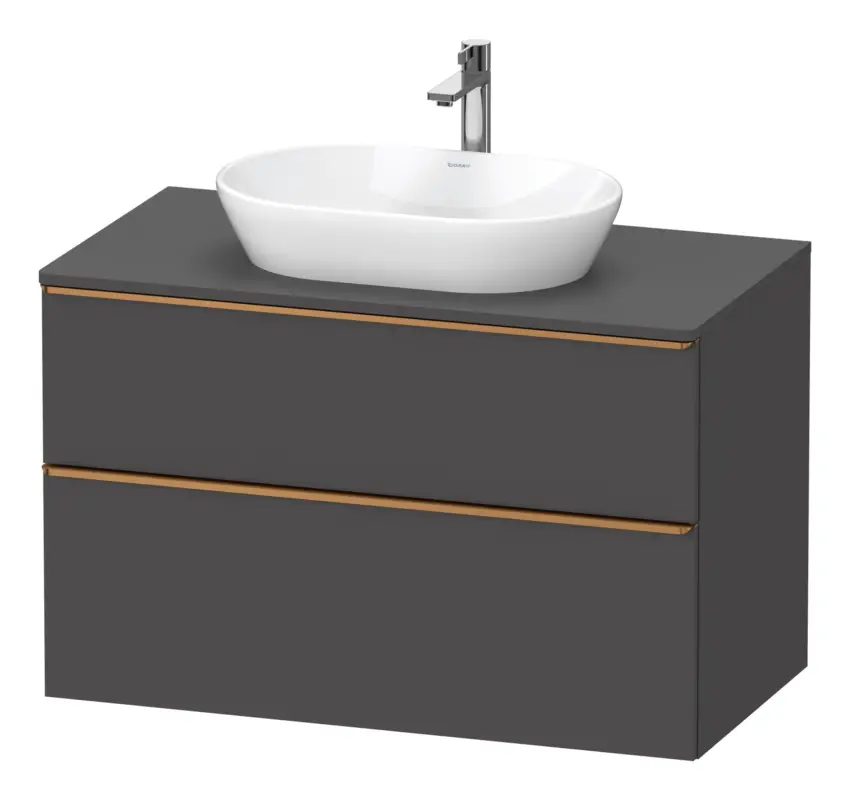 Günstig Duravit D-Neo Konsolenwaschtischunterschrank mit 2 Auszügen Griff Bronze Gebürstet 1000 x 644 x 550 mm - Graphit Matt