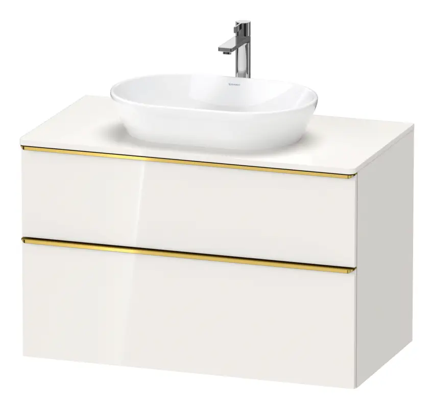 Duravit D-Neo Konsolenwaschtischunterschrank mit 2 Auszügen Griff Gold Poliert 1000 x 644 x 550 mm - Weiß Hochglanz Neu Im Sortiment