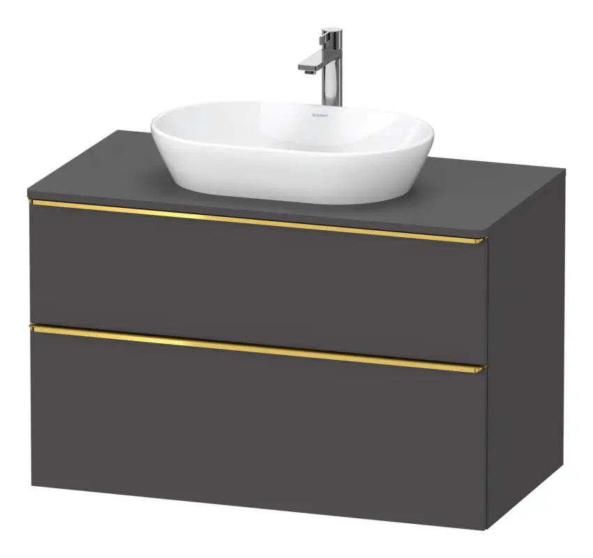 Duravit D-Neo Konsolenwaschtischunterschrank mit 2 Auszügen Griff Gold Poliert 1000 x 644 x 550 mm - Graphit Matt Preisreduziert