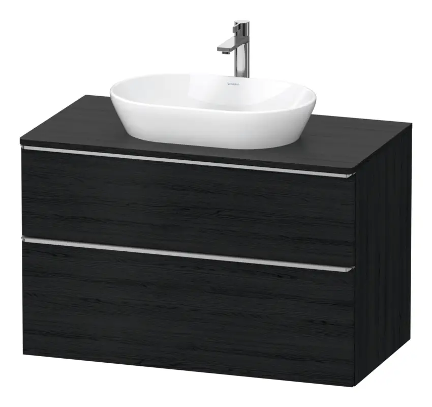 Duravit D-Neo Konsolenwaschtischunterschrank mit 2 Auszügen Griff Edelstahl Gebürstet 1000 x 644 x 550 mm - Eiche Schwarz Matt Highlight