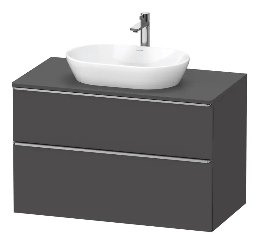 Duravit D-Neo Konsolenwaschtischunterschrank mit 2 Auszügen Griff Edelstahl Gebürstet 1000 x 644 x 550 mm - Graphit Matt Saisonangebot