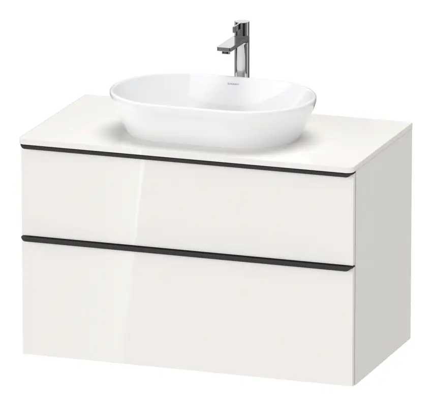 Nur Heute Duravit D-Neo Konsolenwaschtischunterschrank mit 2 Auszügen Griff Diamantschwarz Matt 1000 x 644 x 550 mm - Weiß Hochglanz