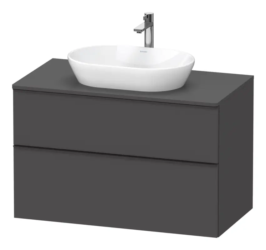 Schneller Versand Duravit D-Neo Konsolenwaschtischunterschrank mit 2 Auszügen Griff Diamantschwarz Matt 1000 x 644 x 550 mm - Graphit Matt