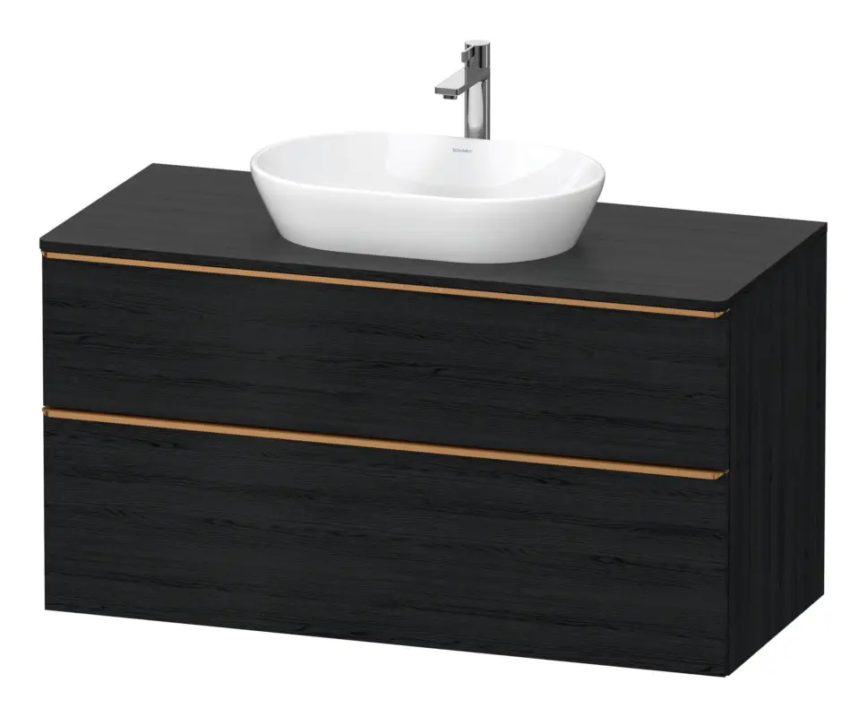 Neu Duravit D-Neo Konsolenwaschtischunterschrank mit 2 Auszügen Griff Bronze Gebürstet 1200 x 644 x 550 mm - Eiche Schwarz Matt