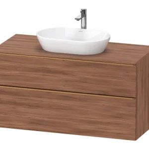 Abverkauf Duravit D-Neo Konsolenwaschtischunterschrank mit 2 Auszügen Griff Bronze Gebürstet 1200 x 644 x 550 mm - Nussbaum Matt