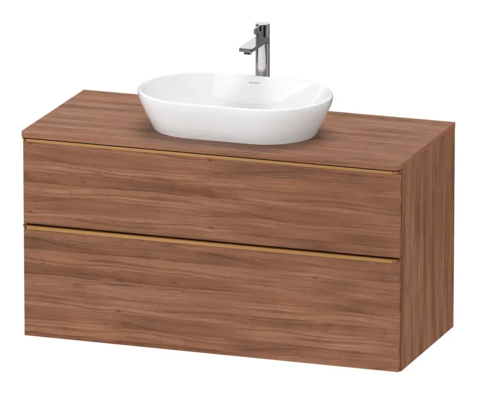 Abverkauf Duravit D-Neo Konsolenwaschtischunterschrank mit 2 Auszügen Griff Bronze Gebürstet 1200 x 644 x 550 mm - Nussbaum Matt