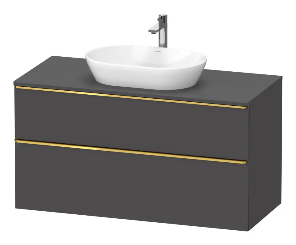 Duravit D-Neo Konsolenwaschtischunterschrank mit 2 Auszügen Griff Gold Poliert 1200 x 644 x 550 mm - Graphit Matt Kracherpreis