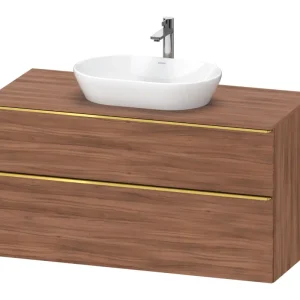 Versand Am Gleichen Tag Duravit D-Neo Konsolenwaschtischunterschrank mit 2 Auszügen Griff Gold Poliert 1200 x 644 x 550 mm - Nussbaum Matt