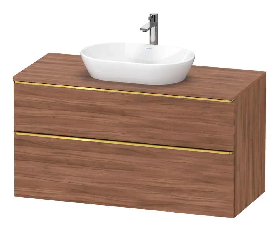 Versand Am Gleichen Tag Duravit D-Neo Konsolenwaschtischunterschrank mit 2 Auszügen Griff Gold Poliert 1200 x 644 x 550 mm - Nussbaum Matt