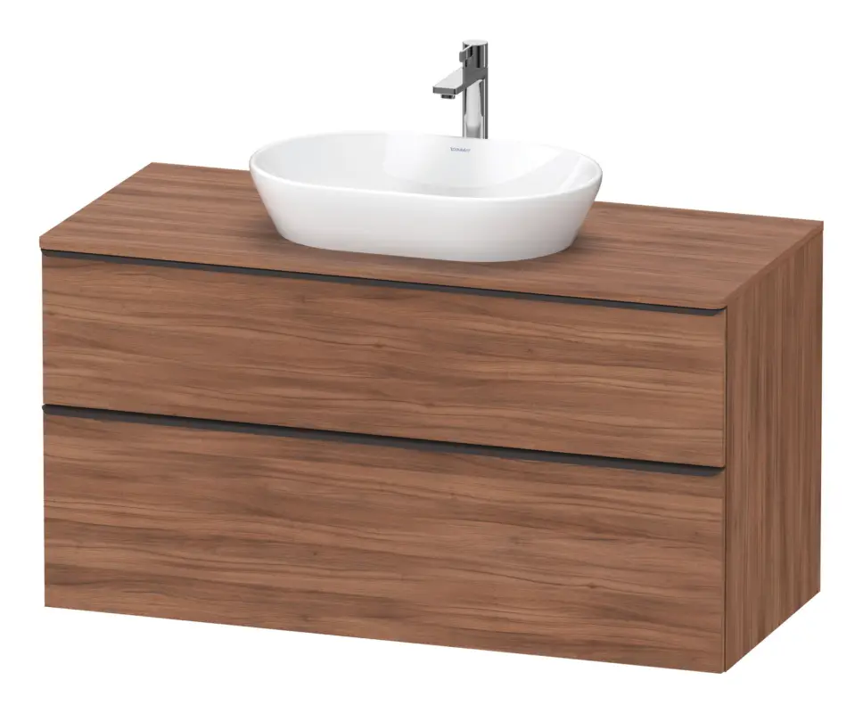 Schnäppchen Duravit D-Neo Konsolenwaschtischunterschrank mit 2 Auszügen Griff Diamantschwarz Matt 1200 x 644 x 550 mm - Nussbaum Matt