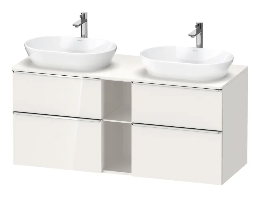 Duravit D-Neo Konsolenwaschtischunterschrank für 2 Becken mit 4 Auszügen und 2 Fächern Griff Chrom Hochglanz 1400 x 644 x 550 mm - Weiß Hochglanz Ausverkauf