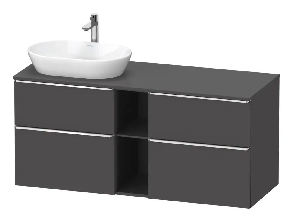 Solange Der Vorrat Reicht Duravit D-Neo Konsolenwaschtischunterschrank für Becken links mit 4 Auszügen und 2 Fächern Griff Chrom Hochglanz 1400 x 644 x 550 mm - Graphit Matt