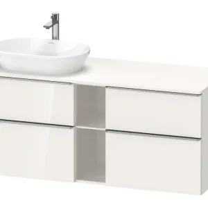 Top-Seller Duravit D-Neo Konsolenwaschtischunterschrank für Becken links mit 4 Auszügen und 2 Fächern Griff Edelstahl Gebürstet 1400 x 644 x 550 mm - Weiß Hochglanz