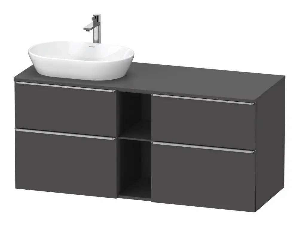 Duravit D-Neo Konsolenwaschtischunterschrank für Becken links mit 4 Auszügen und 2 Fächern Griff Edelstahl Gebürstet 1400 x 644 x 550 mm - Graphit Matt Top-Angebot