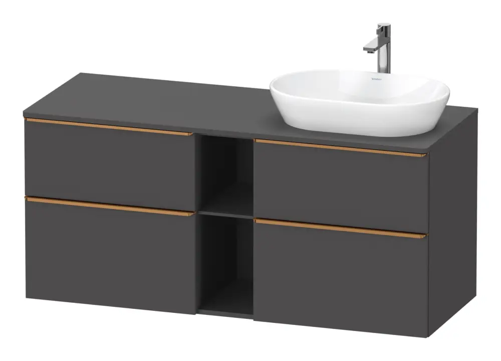 Duravit D-Neo Konsolenwaschtischunterschrank für Becken rechts mit 4 Auszügen und 2 Fächern Griff Bronze Gebürstet 1400 x 644 x 550 mm - Graphit Matt Meistverkauft
