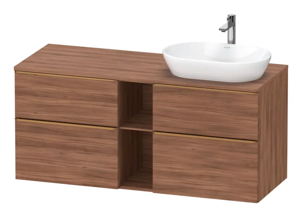 Duravit D-Neo Konsolenwaschtischunterschrank für Becken rechts mit 4 Auszügen und 2 Fächern Griff Bronze Gebürstet 1400 x 644 x 550 mm - Nussbaum Matt Sale