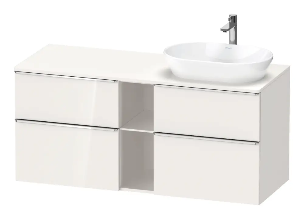 Nur Heute Duravit D-Neo Konsolenwaschtischunterschrank für Becken rechts mit 4 Auszügen und 2 Fächern Griff Chrom Hochglanz 1400 x 644 x 550 mm - Weiß Hochglanz