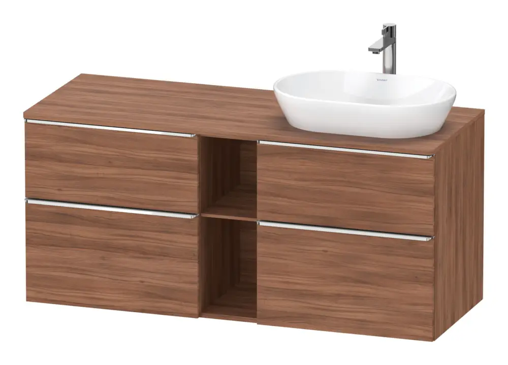 Geprüft Duravit D-Neo Konsolenwaschtischunterschrank für Becken rechts mit 4 Auszügen und 2 Fächern Griff Chrom Hochglanz 1400 x 644 x 550 mm - Nussbaum Matt