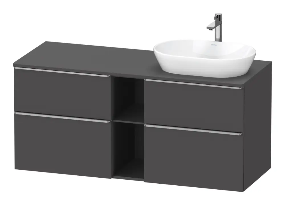 Online Kaufen Duravit D-Neo Konsolenwaschtischunterschrank für Becken rechts mit 4 Auszügen und 2 Fächern Griff Edelstahl Gebürstet 1400 x 644 x 550 mm - Graphit Matt