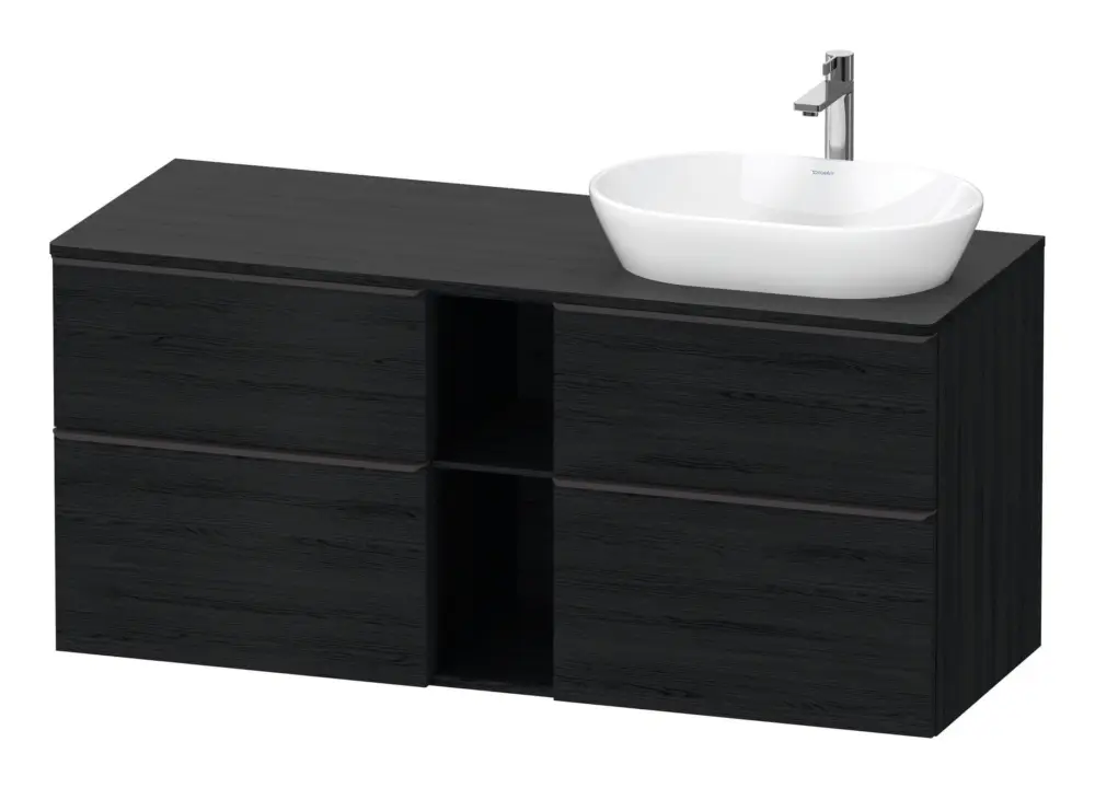 Duravit D-Neo Konsolenwaschtischunterschrank für Becken rechts mit 4 Auszügen und 2 Fächern Griff Diamantschwarz Matt 1400 x 644 x 550 mm - Eiche Schwarz Matt Meistverkauft