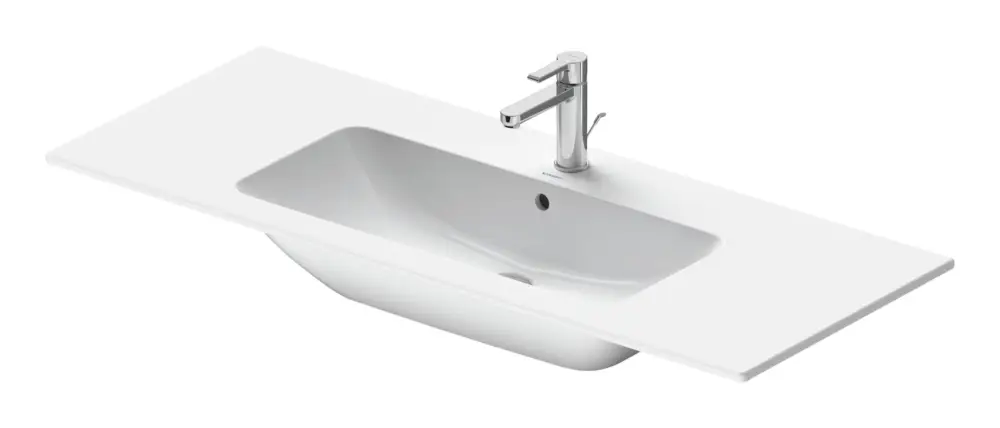 Schneller Versand Duravit ME by Starck Möbelwaschtisch mit Ablagen seitlich ohne Hahnloch mit Überlauf 1230 x 490 mm - Weiß Hochglanz mit DuraShield