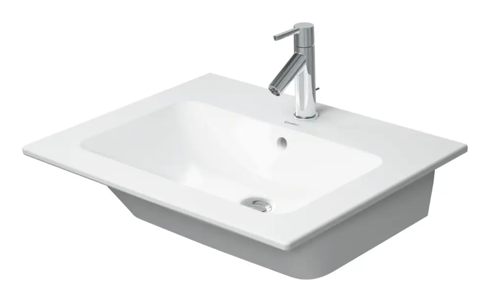 Duravit ME by Starck Möbelwaschtisch ohne Hahnloch mit Überlauf 630 x 490 mm - Weiß Hochglanz mit DuraShield Geprüft