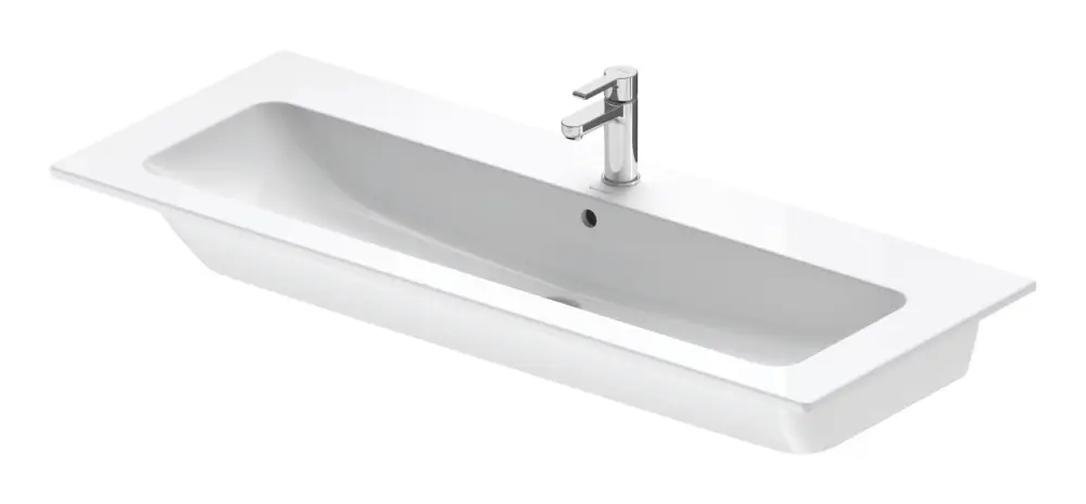 Duravit ME by Starck Möbelwaschtisch ohne Hahnloch mit Überlauf 1230 x 490 mm - Weiß Hochglanz mit DuraShield Neue Ware