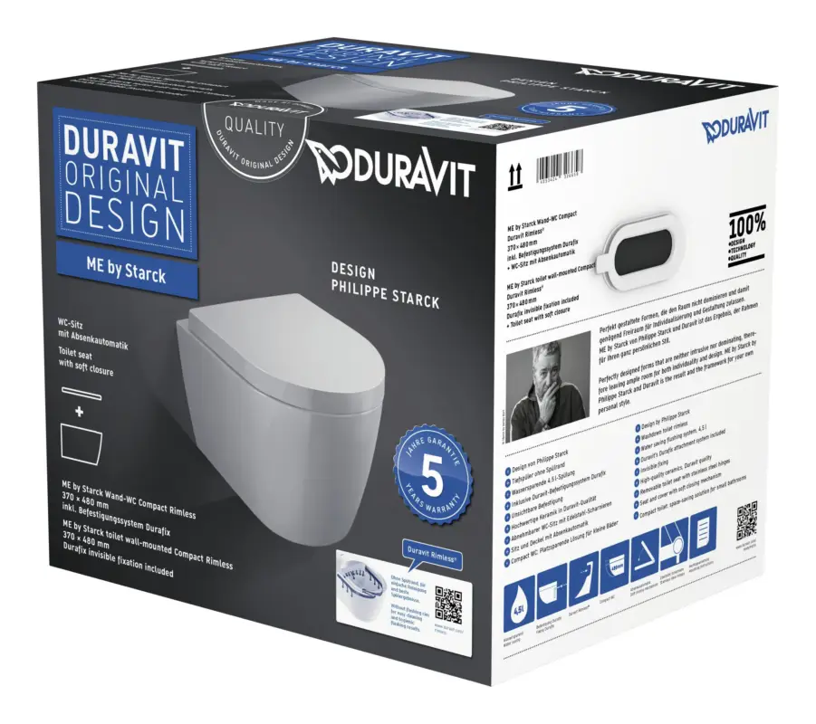 Online Kaufen Duravit ME by Starck Tiefspül-WC mit WC-Sitz mit Absenkautomatik 370 x 480 mm - Hochglanz mit DuraShield