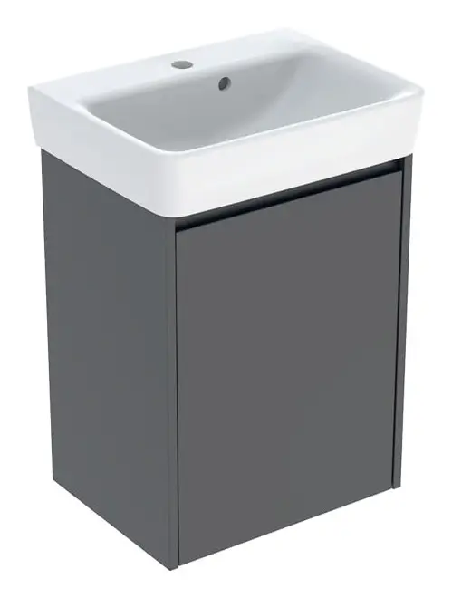 Expressversand Geberit Renova Plan Komplett-Set mit Handwaschbecken mit 1 Tür 500 x 697 x 380 mm - Lava lackiert seidenmatt