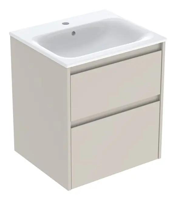 Geberit Renova Plan Komplett-Set mit 2 Schubladen 550 x 621 x 480 mm - Sandgrau lackiert seidenmatt Preiswert