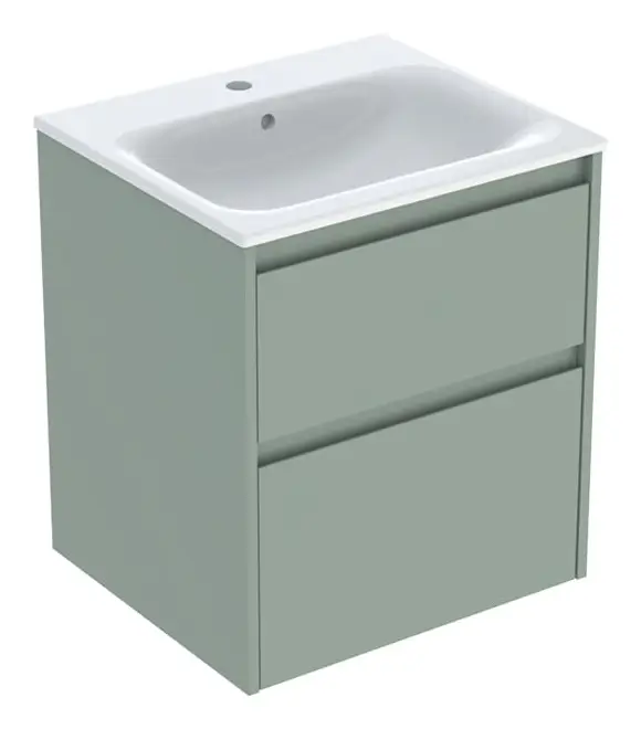 Geberit Renova Plan Komplett-Set mit 2 Schubladen 550 x 621 x 480 mm - Salbeigrün lackiert seidenmatt mit KeraTect Letzte Chance