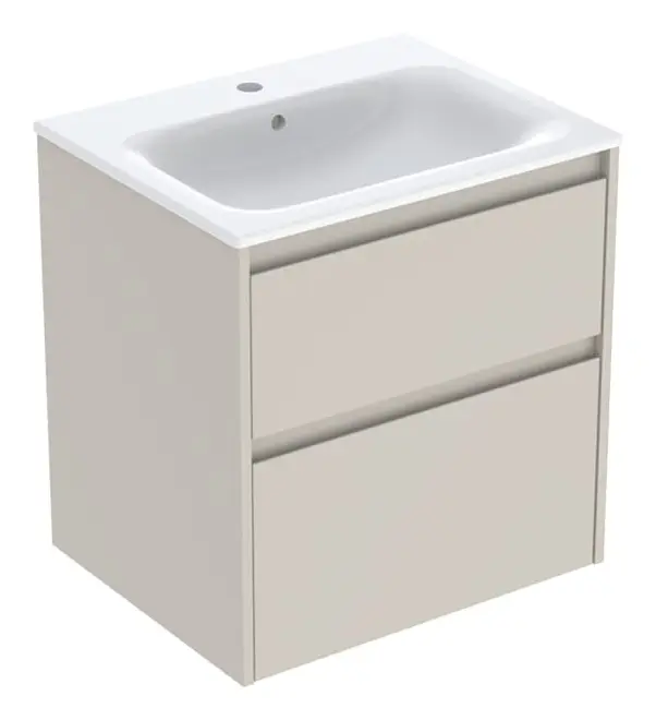 Heißes Angebot Geberit Renova Plan Komplett-Set mit 2 Schubladen 600 x 621 x 480 mm - Sandgrau lackiert seidenmatt mit KeraTect
