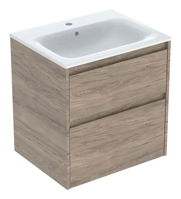 Geberit Renova Plan Komplett-Set mit 2 Schubladen 600 x 621 x 480 mm - Nussbaum hickory mit KeraTect Knallerangebot