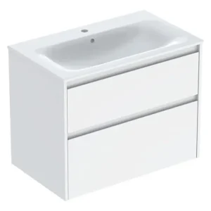 Markenware Geberit Renova Plan Komplett-Set mit 2 Schubladen 800 x 621 x 480 mm - Weiß lackiert seidenglanz mit KeraTect