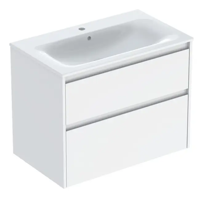 Markenware Geberit Renova Plan Komplett-Set mit 2 Schubladen 800 x 621 x 480 mm - Weiß lackiert seidenglanz mit KeraTect