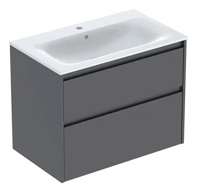 Geberit Renova Plan Komplett-Set mit 2 Schubladen 800 x 621 x 480 mm - Lava lackiert seidenmatt mit KeraTect Neuheit