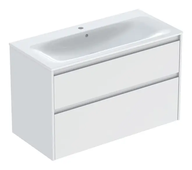 Geberit Renova Plan Komplett-Set mit 2 Schubladen 1000 x 621 x 480 mm - Weiß lackiert seidenmatt mit KeraTect Expressversand