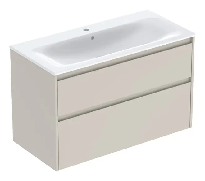 Jetzt Kaufen Geberit Renova Plan Komplett-Set mit 2 Schubladen 1000 x 621 x 480 mm - Sandgrau lackiert seidenmatt