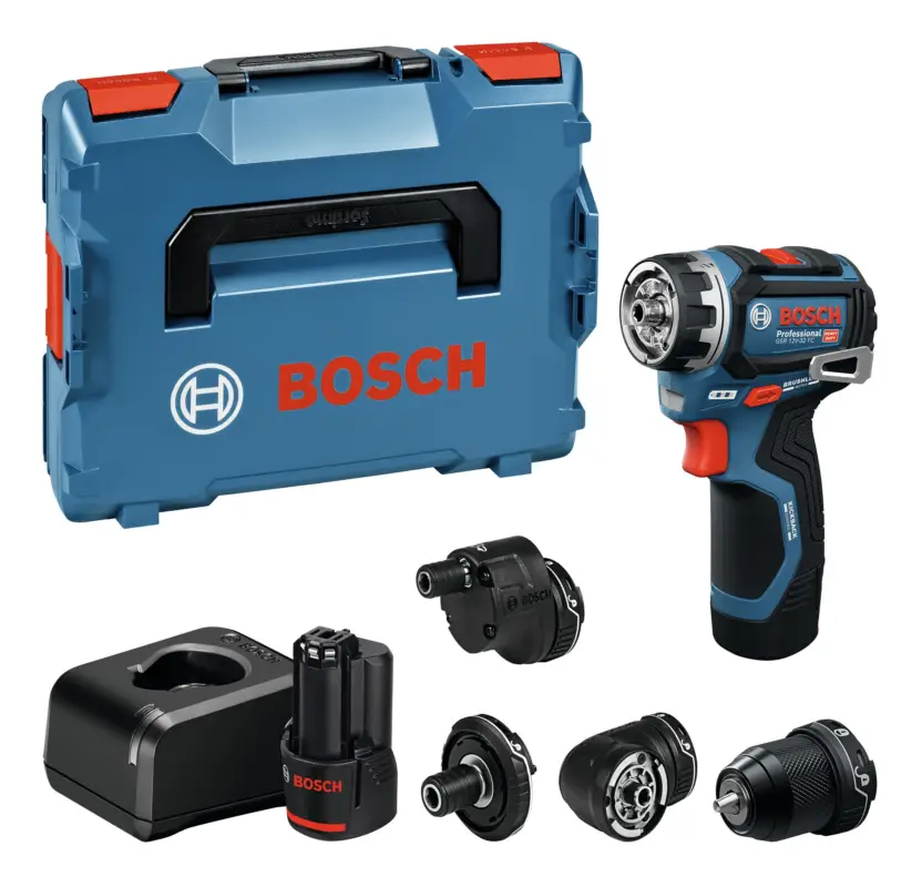 Bosch Professional Akku-Bohrschrauber GSR 12V-32 FC mit 2x Akku 2 Ah & diverse Aufsätze - in L-BOXX 102 Super-Preis