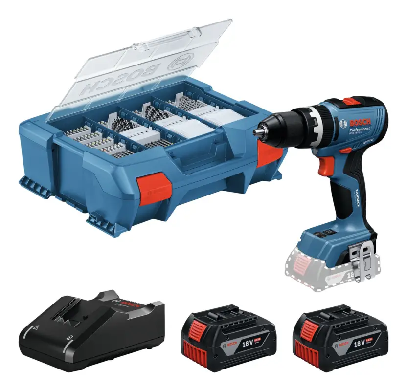 Bosch Professional Akku-Schlagbohrschrauber Heavy Duty GSB 18V-65 mit 2x Akku 4 Ah - in L-Case Pick & Click Knallerangebot