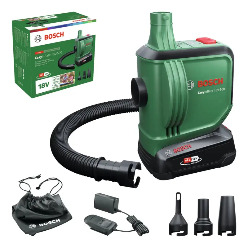 Ausverkauf Bosch Akku-Volumenpumpe EasyInflate 18V-500 mit 1x Akku 2 Ah - in Stofftasche