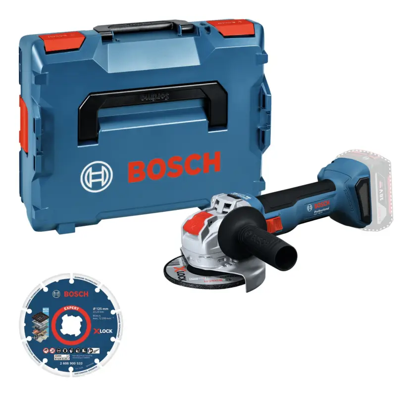 Neu Bosch Professional Akku-Winkelschleifer mit X-LOCK GWX 18V-8 Ohne Akku mit Diamanttrennscheibe - in L-BOXX 136