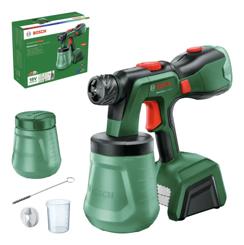 Bosch Akku-Farbsprühsystem AdvancedSpray 18V-500 Ohne Akku mit Reinigungsbürste - im Karton Begrenztes Angebot