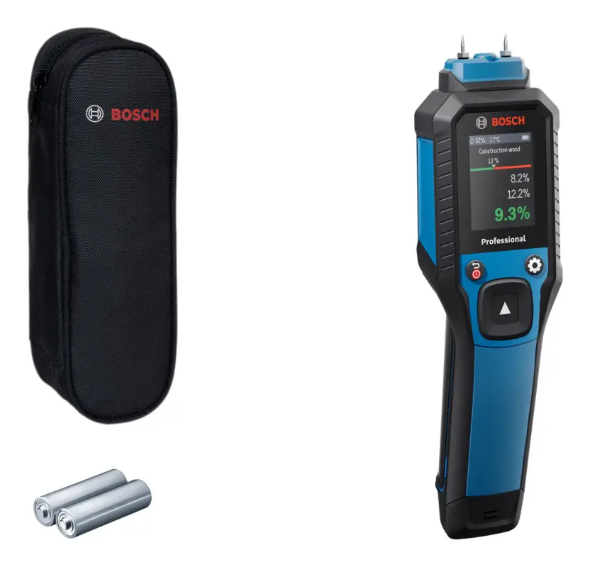 Neu Im Sortiment Bosch Professional Materialfeuchtigkeitsmesser GMP 2-15 mit 2 x 1,5 V Batterie LR6 (AA) - in Tasche