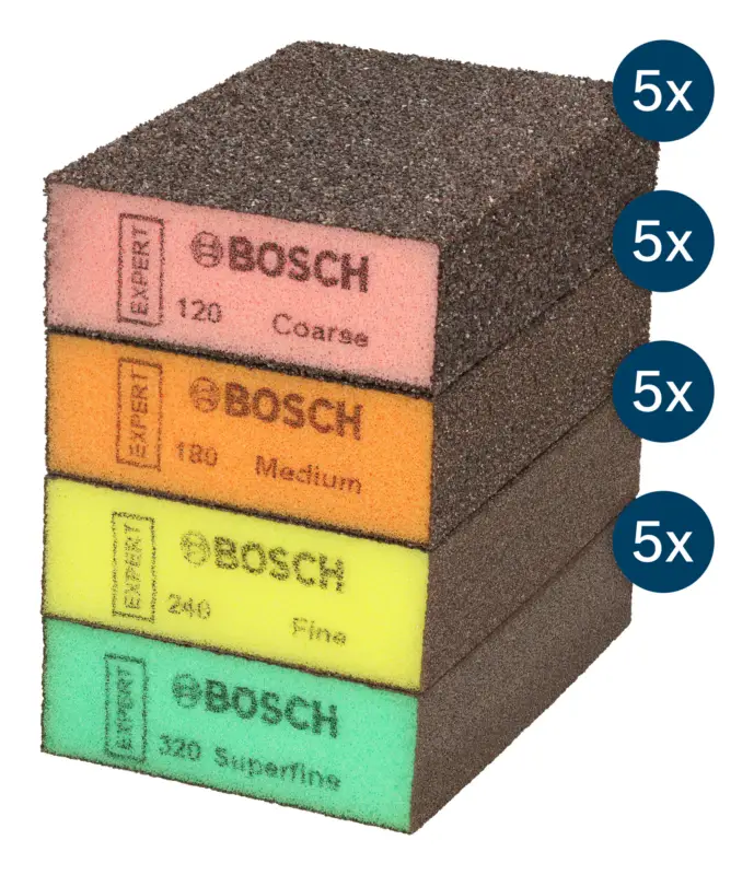 Geprüft Bosch Expert S471 Standard-Schleifblock, 26 x 69 x 97 mm, grob/mittel/fein/superfein - 20er Pack